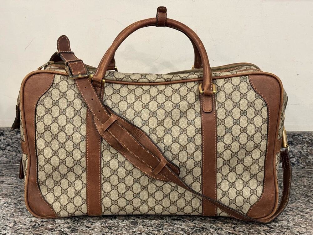 Gucci GG Web Vintage 1980 Travel Luggage Bag w/ Strap SPB-VWG 341027